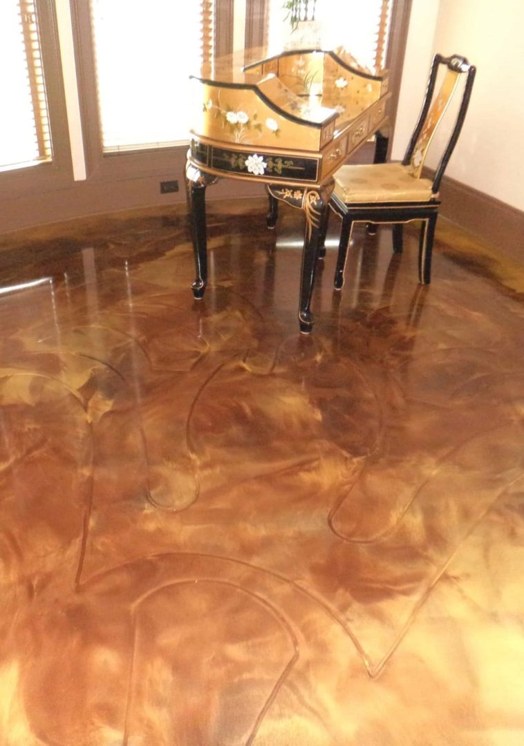 Honey metallic epoxy floor bedroom in Nashville